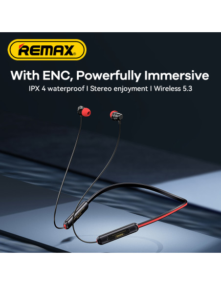 REMAX ENC Wireless Neckband Sports Earphones RB-S12 Black