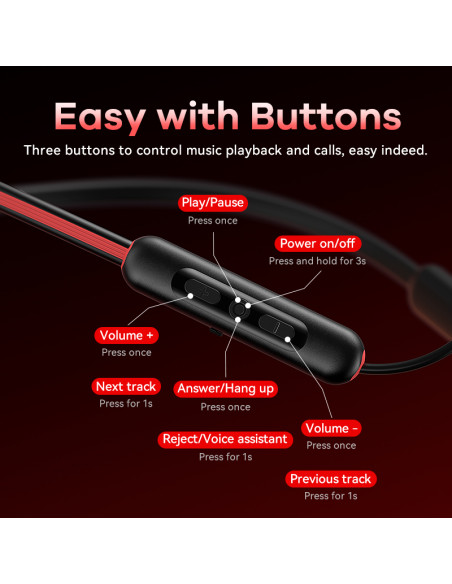 REMAX ENC Wireless Neckband Sports Earphones RB-S12 Black