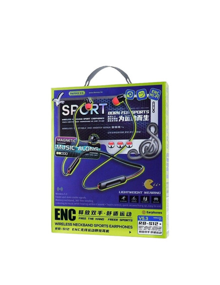 REMAX ENC Wireless Neckband Sports Earphones RB-S12  package