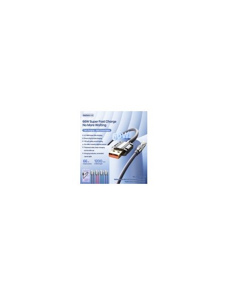 Greito įkrovimo kabelis REMAX RC-C052 66W cinko lydinio su apšvietimu USB-A į USB-C