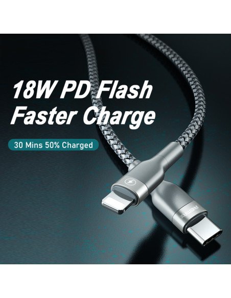 Greito įkrovimo kabelis REMAX RC-009 18W PD USB-C į Lightning