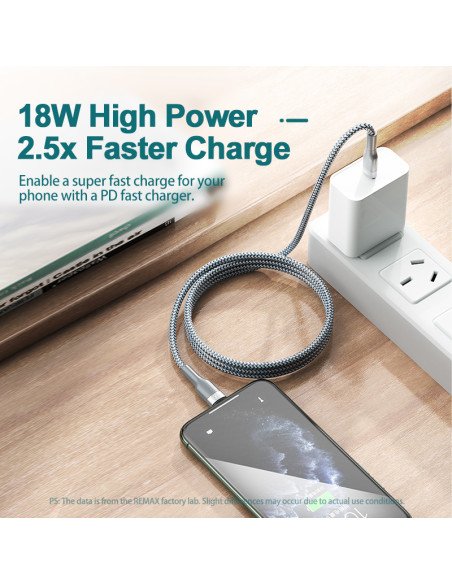 REMAX Fast Charging Cable 18W PD USB-C to Lightning RC-009