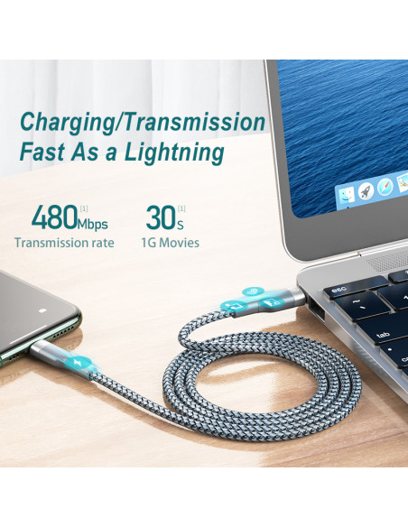 REMAX greitojo įkrovimo duomenų kabelis RC-009  (Type C - Lightning)