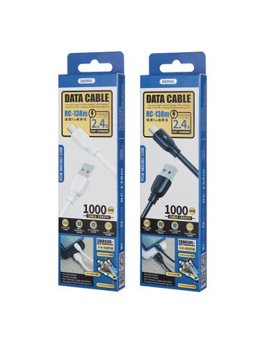 Duomenų kabelis REMAX RC-138m 2.4A USB-A į Micro USB, 1m — vaizdas 4