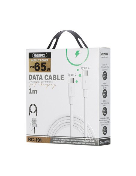 Greito įkrovimo kabelis REMAX RC-191 65W PD USB-C į USB-C