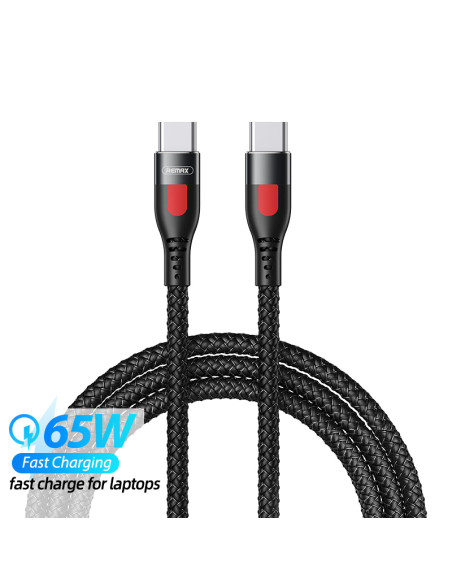 REMAX Lesu serijos PD 65W greito įkrovimo duomenų kabelis RC-195, Type C į Type C