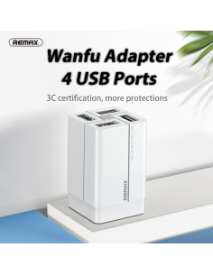 REMAX DC5V/3.4A greitasis įkroviklis RP-U43 (4xUSB), baltas 2