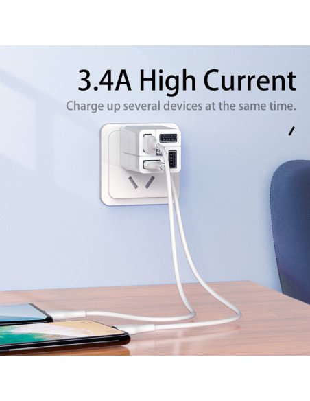 REMAX Wall Charger 3.4A 4×USB RP-U43, White — view 3