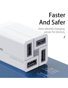 Sieninis įkroviklis REMAX RP-U43 3.4A 4×USB, baltas