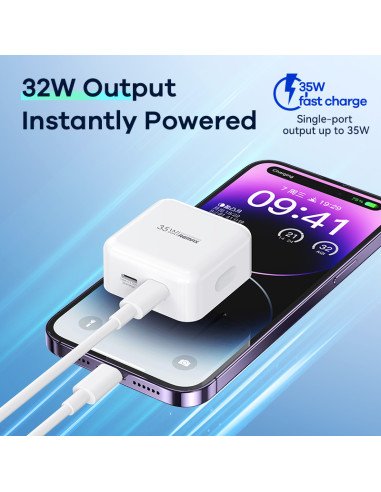 REMAX Fast Wall Charger 35W PD+QC GaN 2×USB-C RP-U87 — view 2