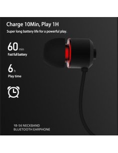 Belaidės ausinės su kakliuku REMAX RB-S6 Bluetooth, juoda — vaizdas 2 2