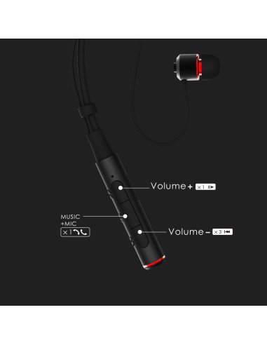 Belaidės ausinės su kakliuku REMAX RB-S6 Bluetooth, juoda — vaizdas 4