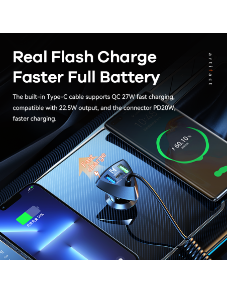 REMAX Alien serijos 20W+22,5W PD+QC laidinis greito įkrovimo automobilinis telefono įkroviklis RCC328