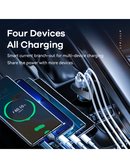 REMAX Cabled Fast Car Charger 20W + 22.5W with Spring Cable RCC328 — view 6