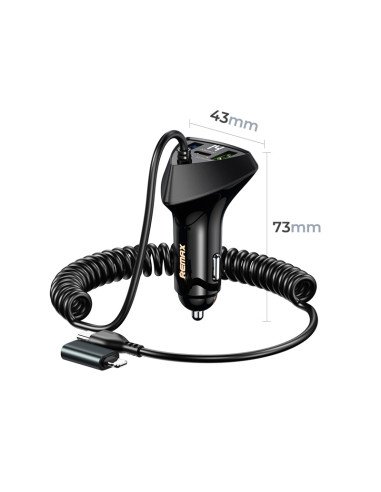 REMAX Cabled Fast Car Charger 20W + 22.5W with Spring Cable RCC328 — view 2