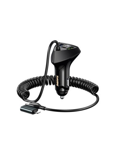 REMAX Cabled Fast Car Charger 20W + 22.5W with Spring Cable RCC328