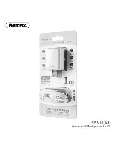 REMAX Wall Charger Set 2.1A 2×USB with Lightning Cable RP-U35, US Plug 2