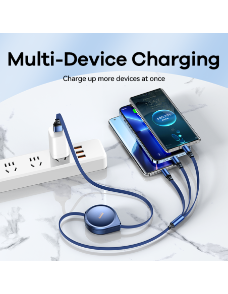 REMAX Drip Series 15W Retractable 3-in-1 Fast Charging Cable RC-C018 (USB to iPhone,Type C, Micro)