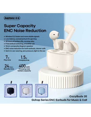 REMAX ENC Earbuds for Music & Call CozyBuds 2E