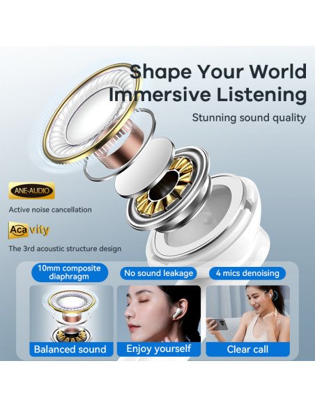 Belaidės TWS ausinės REMAX CozyPods W7N su ANC+ENC Bluetooth 5.3 — vaizdas 8