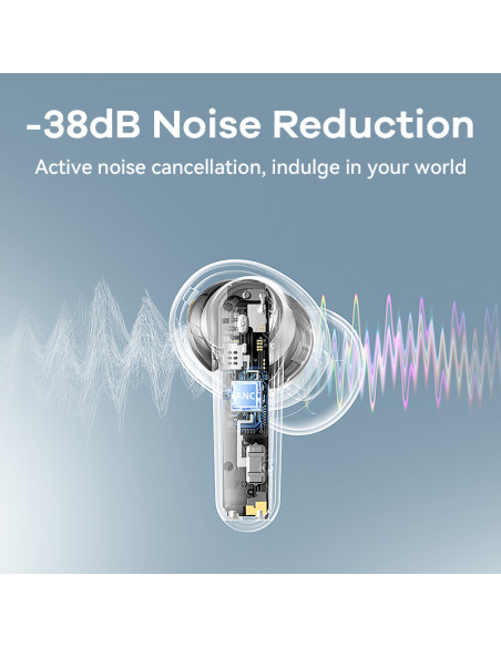 REMAX Ziye serijos ANC+ENC belaidės ausinės muzikai ir skambučiams CozyPods W7N