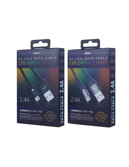 REMAX Colorful Light 2.4A Data Cable RC-152a (USB-Type C) PACKAGE