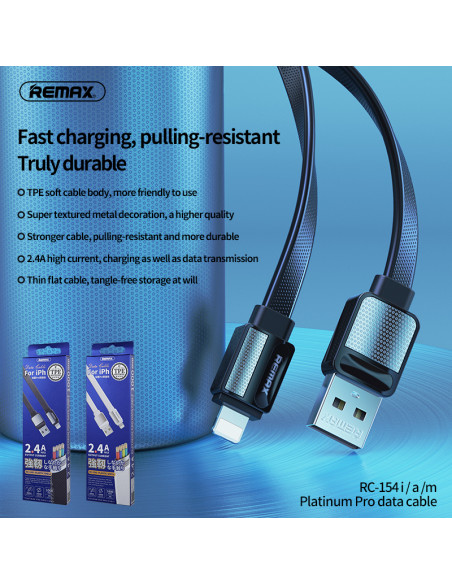REMAX  Platinum Pro Series 2.4A  Data Cable  RC-154i (USB - iPhone)