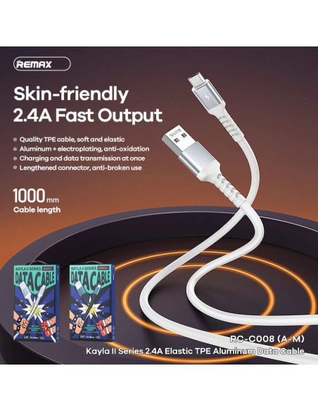 REMAX Kayla II Series 2.4A Elastic Data Cable  RC-C008 A-M (USB - Micro)