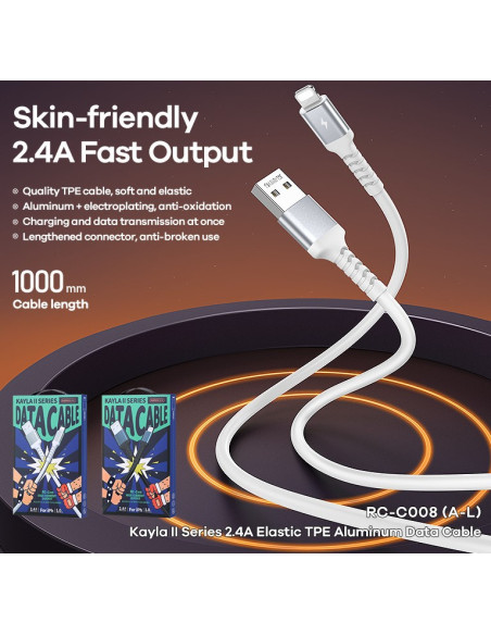 REMAX Kayla II Series 2.4A Elastic Data Cable  RC-C008 A-L (USB - iPhone)