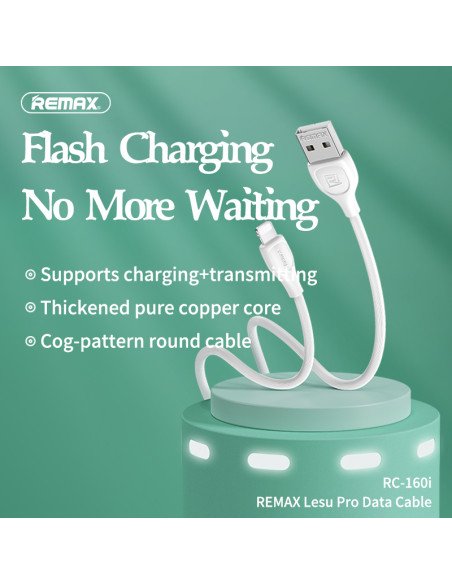 Duomenų kabelis REMAX RC-160i 2.1A USB-A į Lightning, 1m