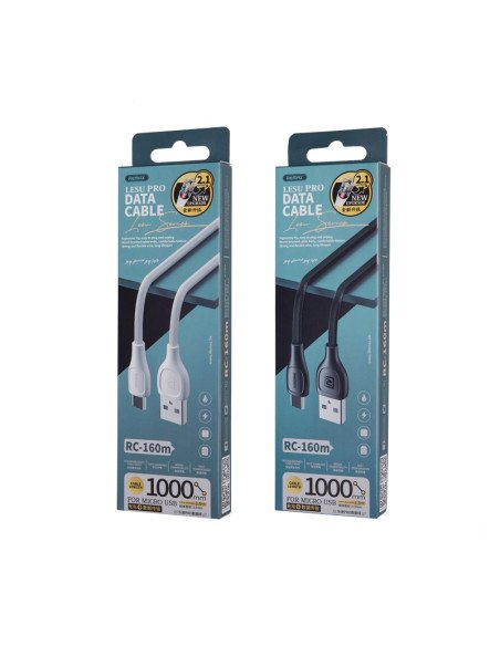 Duomenų kabelis REMAX RC-160m 2.1A USB-A į Micro USB, 1m