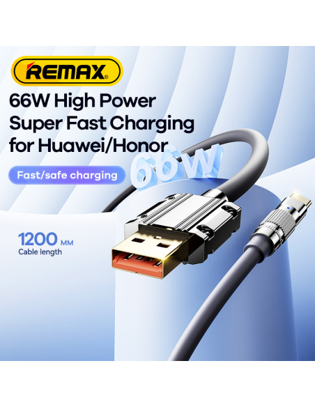 REMAX Wefon Series 66W All-Compatible Zinc-Alloy Elastic Data Cable with Light RC-C052 (USB-type C)
