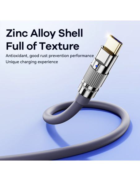 REMAX Wefon Series 66W All-Compatible Zinc-Alloy Elastic Data Cable with Light RC-C052 (USB-type C)