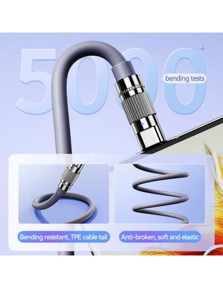 REMAX Fast Charging Cable 66W Zinc-Alloy with Light USB-A to USB-C RC-C052