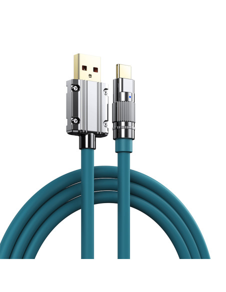 REMAX Wefon Series 66W All-Compatible Zinc-Alloy Elastic Data Cable with Light RC-C052 (USB-type C) deep jungle green