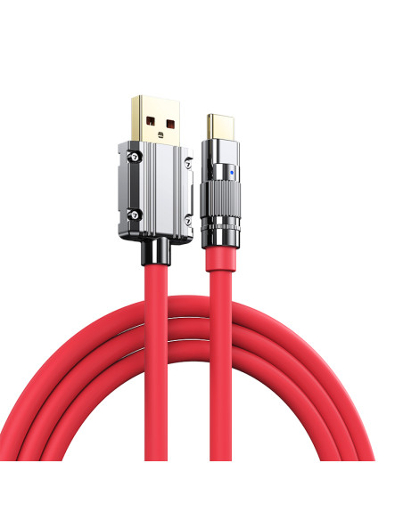 REMAX Wefon Series 66W All-Compatible Zinc-Alloy Elastic Data Cable with Light RC-C052 (USB-type C) red
