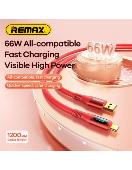 REMAX Fast Charging Cable 66W with Digital Display USB-A to USB-C RC-C030