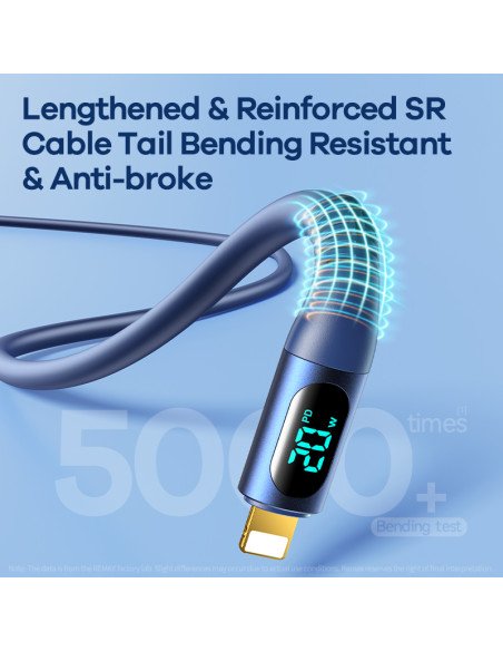 Greito įkrovimo kabelis REMAX RC-C031 20W PD su skaitmeniniu ekranu USB-C į Lightning