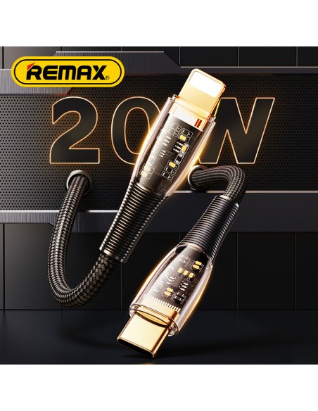 Greito įkrovimo kabelis REMAX RC-C061 20W PD permatomas USB-C į Lightning