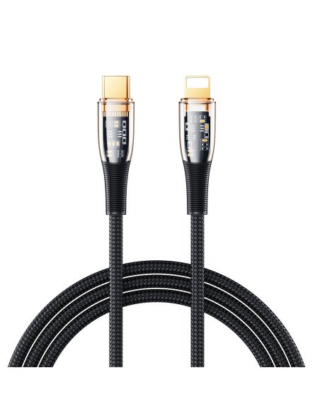 Greito įkrovimo kabelis REMAX RC-C061 20W PD permatomas USB-C į Lightning