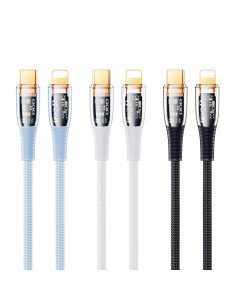 Greito įkrovimo kabelis REMAX RC-C061 20W PD permatomas USB-C į Lightning