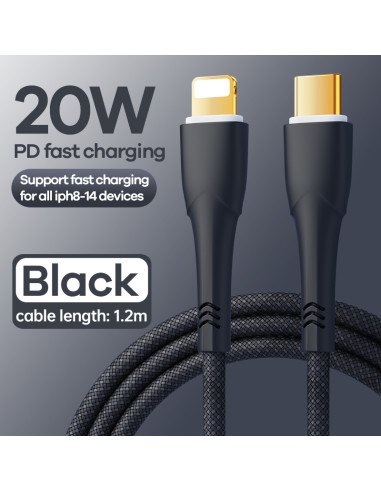 Greito įkrovimo kabelis REMAX RC-C063 20W PD USB-C į Lightning, 1.2m — vaizdas 8