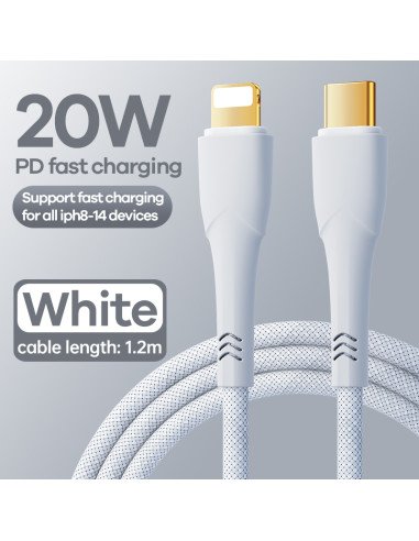 Greito įkrovimo kabelis REMAX RC-C063 20W PD USB-C į Lightning, 1.2m — vaizdas 9