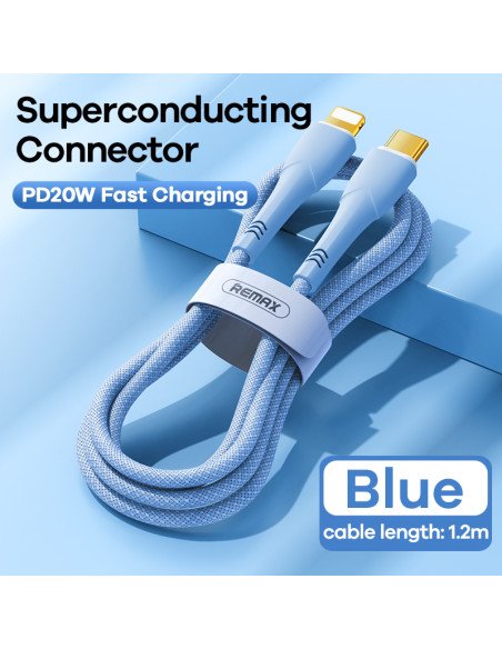 Greito įkrovimo kabelis REMAX RC-C063 20W PD USB-C į Lightning, 1.2m — vaizdas 10