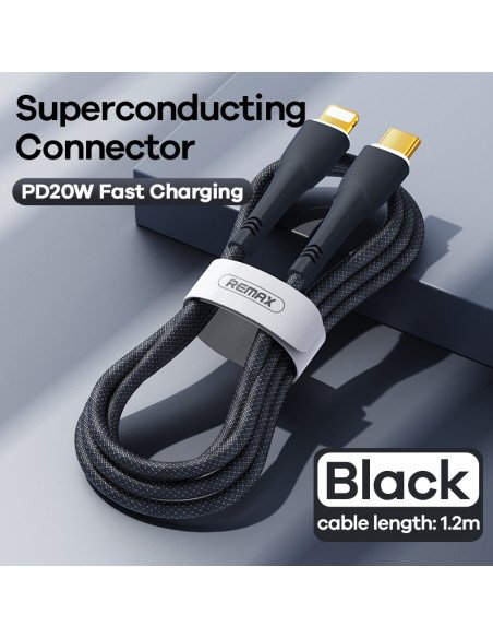 Greito įkrovimo kabelis REMAX RC-C063 20W PD USB-C į Lightning, 1.2m — vaizdas 12