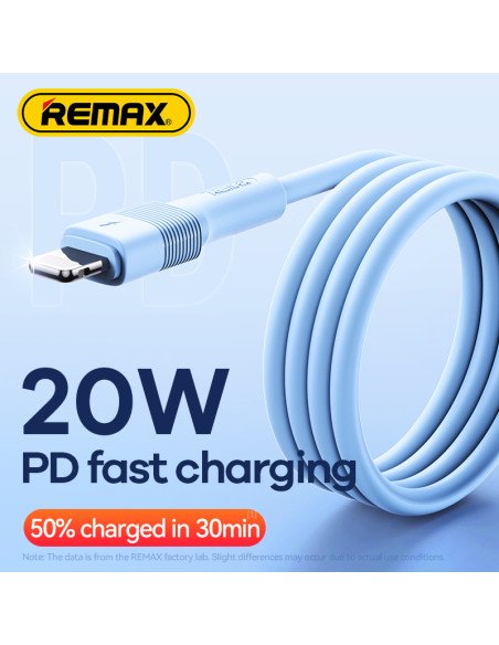 Greito įkrovimo kabelis REMAX RC-C056 20W PD skystas silikonas USB-C į Lightning, 1m