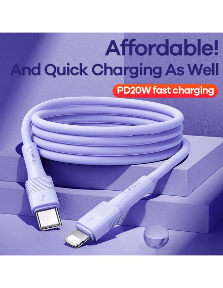 Greito įkrovimo kabelis REMAX RC-C056 20W PD skystas silikonas USB-C į Lightning, 1m