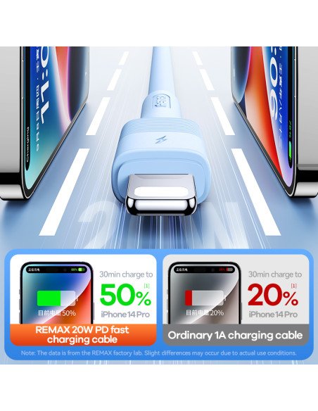 Greito įkrovimo kabelis REMAX RC-C056 20W PD skystas silikonas USB-C į Lightning, 1m
