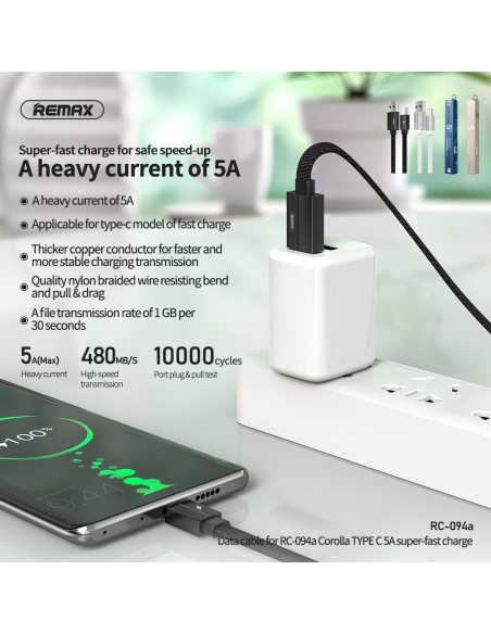 Remax Kerolla duomenų kabelis RC-094a 1m (USB – Type C)