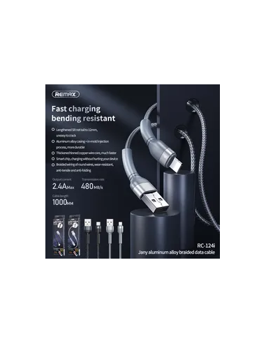 Duomenų kabelis REMAX RC-124i 2.4A USB-A į...